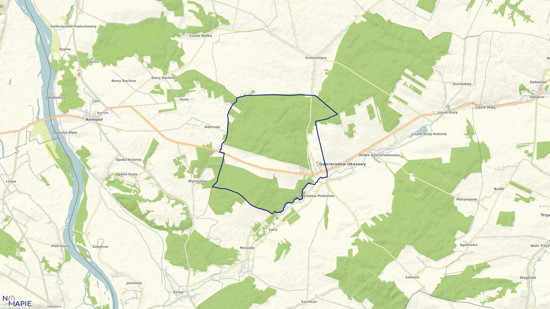 Mapa obrębu GOŚCIERADÓW FOLWARK w gminie Gościeradów