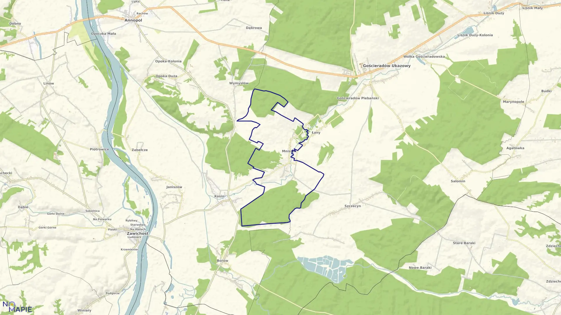 Mapa obrębu MNISZEK w gminie Gościeradów